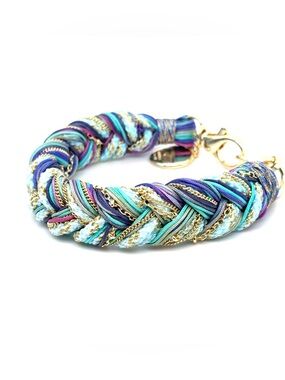 Kendra Scott Masie Braided Multicolor Rope Bracelet with Gold Chain